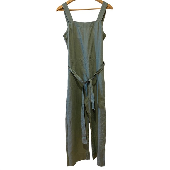 Quince Pants - Quince Jumpsuit Size S Green European Linen Square Neck Beach Minimalist NWT